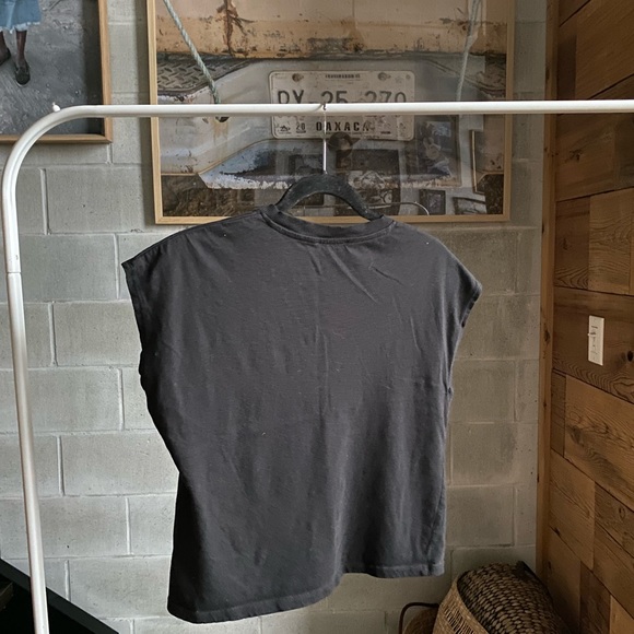 Zara v-neck black T-shirt; slightly cropped, size small. - Picture 4 of 5